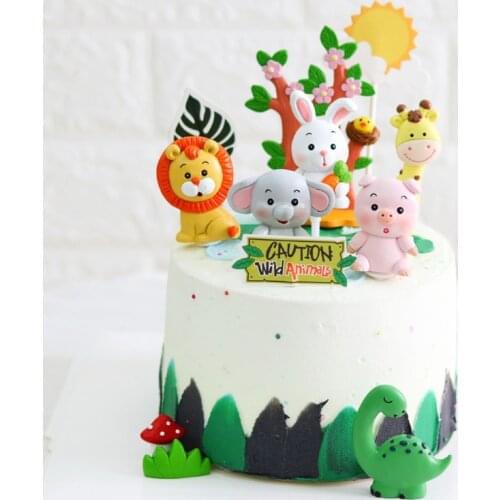 Cake decorating supplies Cartoon Jungle Animal Theme Birthday Party Decor Animal Decor Childrens Party Supplies Baby Shower