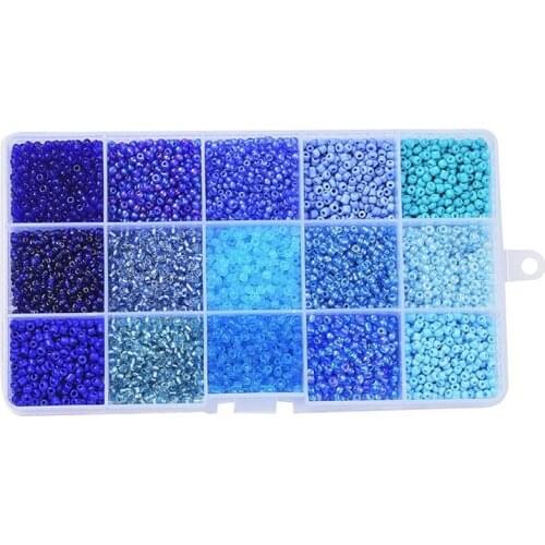 Blue Series Boxed Glass Rice Beads Diy Bracelet Glass Seed Beads Beaded Jewelry Accessories