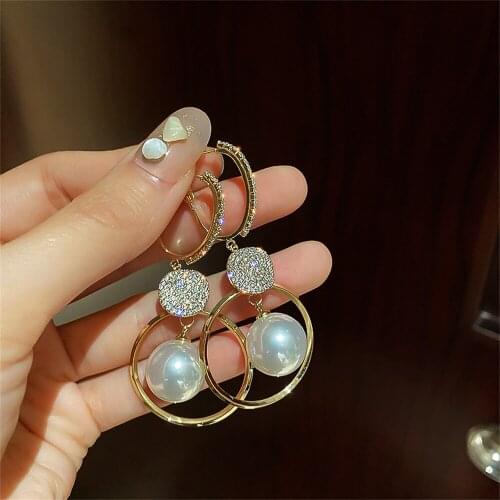 Hoop Earrings For Women Pearl Earrings Female Fashion Ears Decorations Rhinestone Jewelry Accessories
