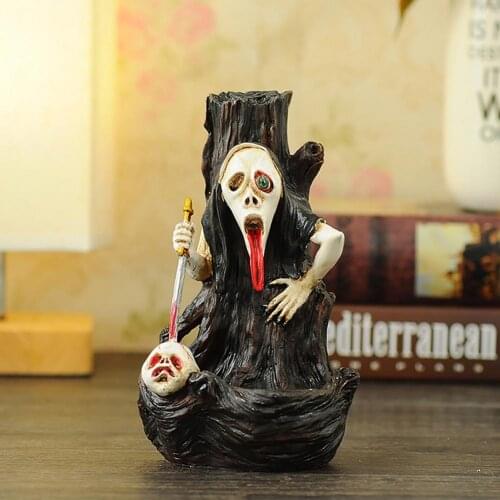 Delicate Halloween Decoration Halloween Creepy Skull Head Backflow Incense Holder for Home
