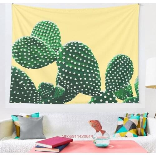 Cactus Garden yellow tapestry Wall Hanging Boho Decor Psychedelic Wall Tapestry Abstract Carpet Wall Cloth Tapestries