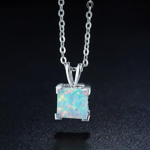 Classic Fashion Jewelry Necklace Square Cut White Pendant Necklace Female Wedding Party Accessories