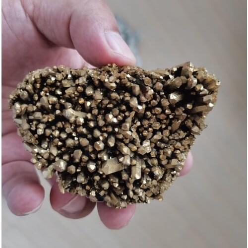 Natural Crystal Cluster Electroplate Gold silver Specimen Mineral Stone Crystal Points Healing Raw Stone Crystal Home Decor Gift