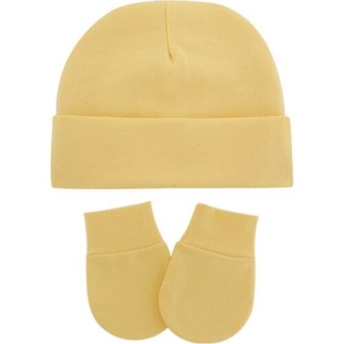 Baby Infants Anti Scratching Cotton Gloves+Hat Set Newborn Mittens Warm Cap Kit