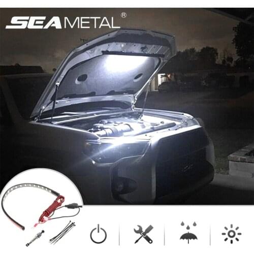 Under Hood LED Light Kits 14Inch Waterproof Light Bar for Hood Lid Automatic On/Off LED Strip Lights Universal Fit For Most Car