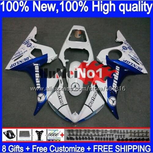 Body For YAMAHA YZF600 YZF R6 600CC YZF 600 R 6 CC White Gloss 5MC.109 YZF-600 YZF-R6 2003 2004 2005 YZFR6 03 04 05 Fairings