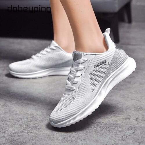 Dobeyping Spring Autumn Womens Shoes Breathable Mesh Female Sneakers Lace Up Woman Casual Sport Flat Shoe Soft Walking Loafers