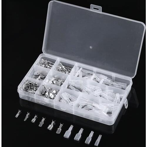 270pcs 2.8mm 4.8mm 6.3mm Metal Cold-pressed Terminal Electrical Wire Crimp Connectors Male Female Spade Assortment Kit