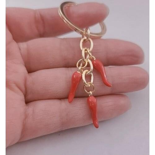 Fashion Creative Simulation Red Chili Key Chain Mini red small chili keychain cute red pepper key ring for gift