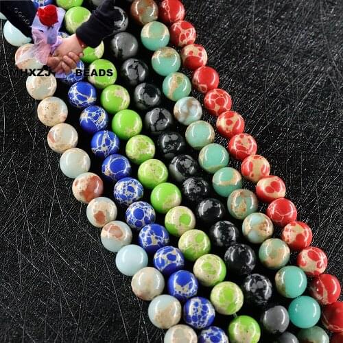 OMH Z66 8mm Polished By Hand Jewelry DIY Making Bracelet Necklace Gift Round Imperial Turquoise Natural Jade Loose Spacer Beads