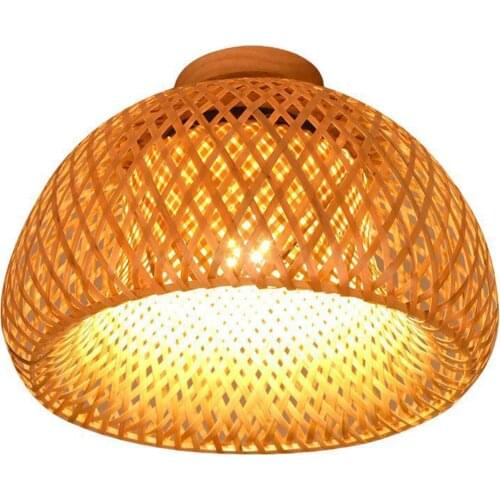 Bamboo Woven Hanging Ceiling Light Fixture Rustic Lamp for Bedroom Hallway Porch