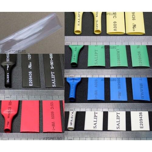 16mm Wide / 9mm Diameter Polyolefin 2:1 Heat Shrink Tubing ROHS UL Black/Red/Yellow/Green/Blue/White/Clear