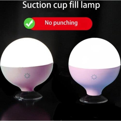 Suction Cup Light Wireless Charging Perforation-free Three-color Temperature Adjustable Dressing Table Vanity Mirror LED Lamp