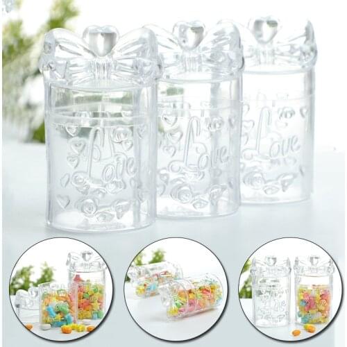 Transparent Round Bowknot Mini Plastic Candy Box Wedding Party Gifts Packaging Case Jewelry Storage Container Home Decor Gift
