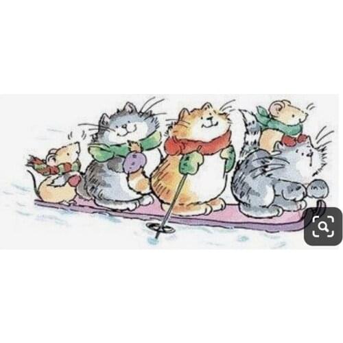 10x6 Cat skiing Transparent Clear Stamps Silicone Seals for DIY scrapbooking photo album Card Making