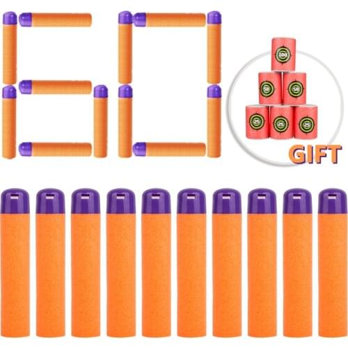 60PCS Foam Blaster Darts For Nerf Mega Gun Sniper 9.5cm Refill Bullets for Nerf Accessories Toy-Gun Bullets with Shooting Target