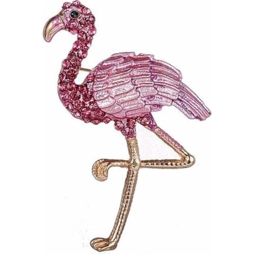 Daisies Trendy Animal Shape Crystal Brooches Vintage Pink Flamingo Rhinestone Brooch Pins Women Statement Jewelry Accessroies