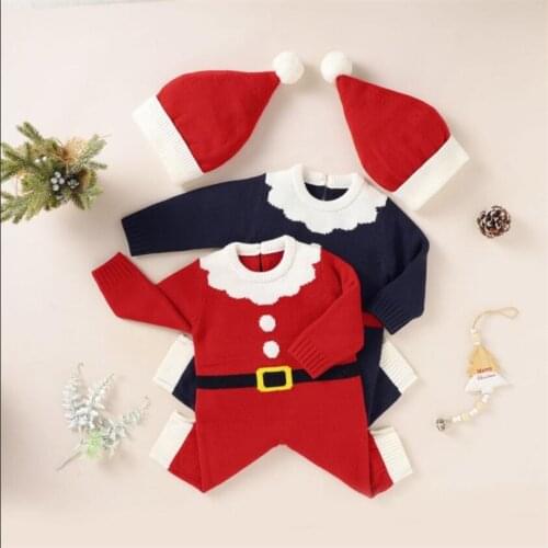 Christmas Baby Clothes Newborn Knitted Baby Romper Jumpsuit Infant Boys Girls Romper Overalls Santa Claus Baby Costume Outfits
