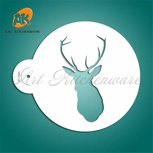Christmas Deer Pattern Cake Top Stencil Template Fondant Cake Molds Fondant Decoration Wall Stencil for Painting cozinha ST-1363