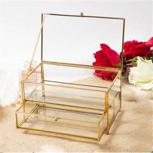 Retro Old And Drawer Glass Jewelry Box European Jewelry Storage Jewelry Box Watch Display Stand Props