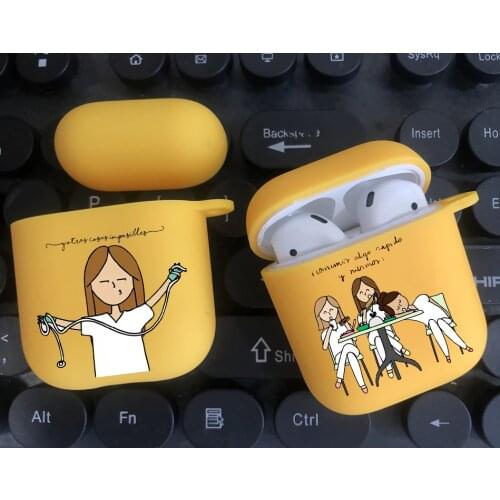 Social services psychology Doctors Nurse Candy yellow TPU silicone Bluetooth Airpod Case For Airpods 1/2 Airpods pro soft cover