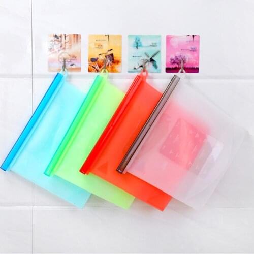 Silicone Fresh-keeping Bag 1500ml Food-grade Anti-leakage Hanging Ring Design Fruit Vegetable Storage Bag With Large Capacity