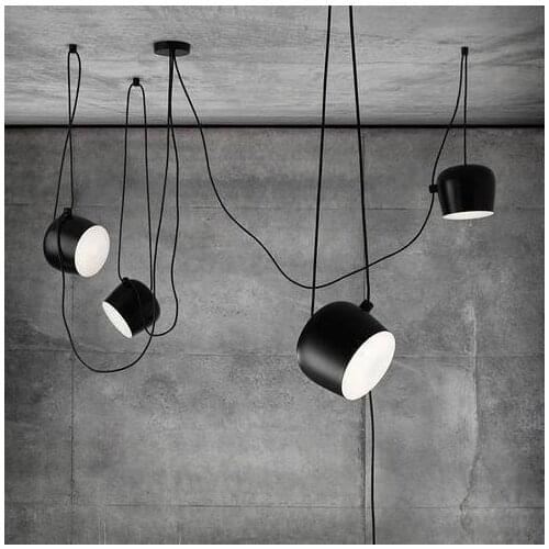 Modern Industrial Iron Spider Drum Pendant Lights Black Suspension Luminaire Bar Living Room Hanging Light Lamp Fixtures