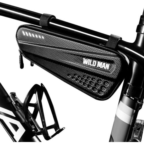 WILD MAN 1.2L Rainproof Hard Shell Bike Triangle Frame Bag for Bicycle Under Seat for Road Mountain Cycling Top Tube Bag Pouch