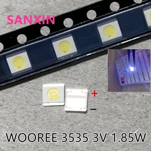 WOOREE LED 500pcs 3535 Light Beads Cool white 3V 1.85W LED LCD TV Backlight LED Backlight TV Application