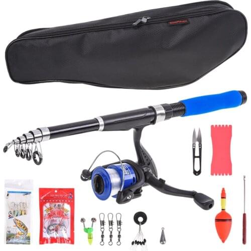 Telescopic Fishing Rod and Reel Combo Full Kit Fishing Reel Gear Organizer Pole Set with Fishing Carrier Bag Case Accessories