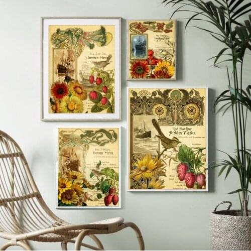 Vintage Journal Card Kit Victorian Travel Canvas Painting Posters And Prints Wall Art Decorative Steamship Titanic Menu Day