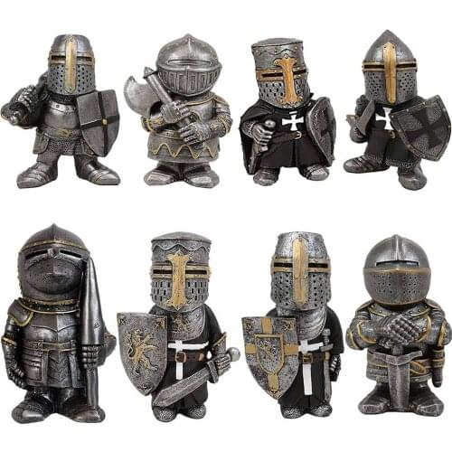 Outdoor Dwarf Gnome Ornament Statue Yard Decoration Garden Soldier Knight Guard Figurine Armor Miniature Sculpture Decor