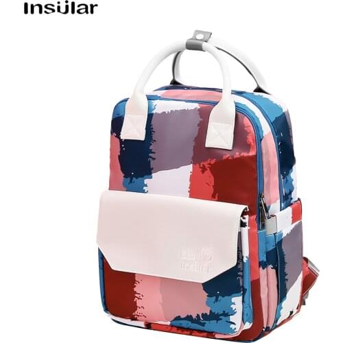 Insular Diaper Bag Backpack Outdoor Water-resistant Travel Baby Bag Large Capacity with Stroller Straps 3 Feeding-bottle Pockets