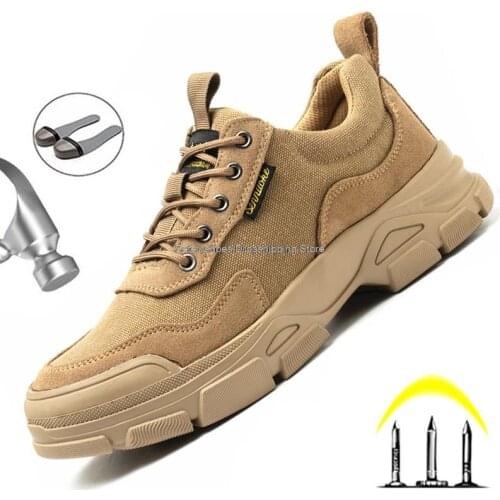 High Top Soft Safety Shoes For Men Work Sneakers Steel Toe cap Kevlar Midsole Anti-punture Work Sneakers Ankle Winter Boots Male