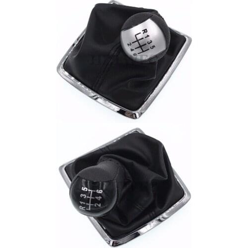 High Quality 6 Speed Silver And Black PU Leather Shift Knob For Ford Focus For Mondeo MK2 II 2004-2011 Stick Lever Gaiter Cover