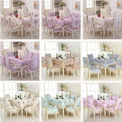 High quality European jacquard Table Cloth Rectangular Dining Table Chair Cover 1PCS tablecloth 6PCS chair cover bundle sale A1