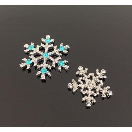 50pcs Christmas Snowflake Crystal Rhinestone Appliques strass Jewelry Buckle Button Accessories Hairpin Headwear Hair Clip Decor