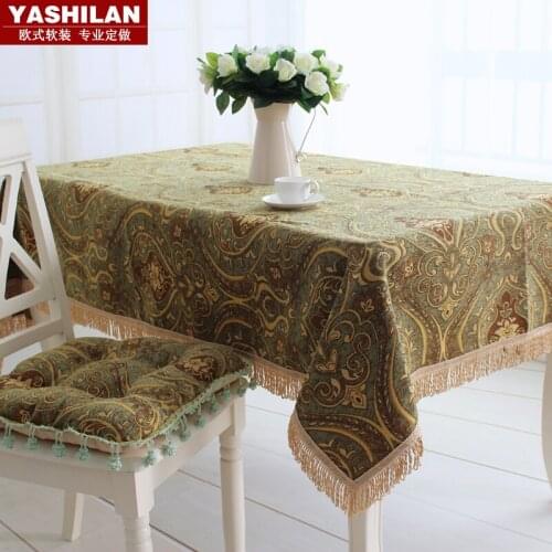 Green Table Runner high-end European luxury garden style coffee table square table cloth upholstery boob Arts Roundtable