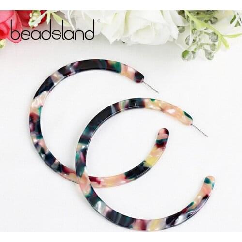 Beadsland Acetic Acrylic C shapped Hyperbole Big Size Hoop Earrings For Women Fashion Jewelry Girl Gift 38761