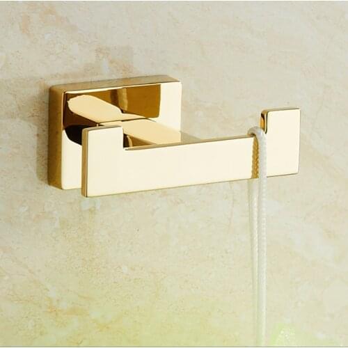 Bathroom Hangings Hook Luxury Gold Robe Hook Double Zinc Alloy Home Bathroom Decoration Accessories Simple Durable Hooks