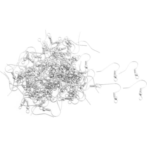 100 Pcs Earring Hooks Hypo-Allergenic Silver Plated Steel Ear Wires