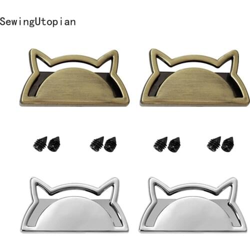 4PCS 30mm Metal Zipper Cat Head End Clips Stopper Screws Handbag Straps Tail Clasp Cord Lock DIY Hardware Accessories