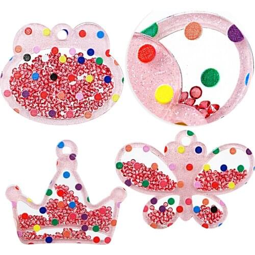 5Pcs Shakers Fruit Transparent 3D Plastic Resin Quicksand DIY Pendant Jewelry Make Hair Clip Craft Phone Decoration,5Yc9805