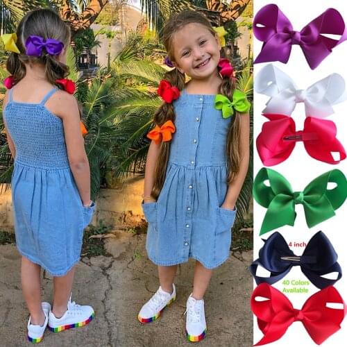 6 pcs 4 inch Hair bow WITH Clips Hair accessories Headwear Hairpins Hair clip Kids School Hair bow Hairgrips