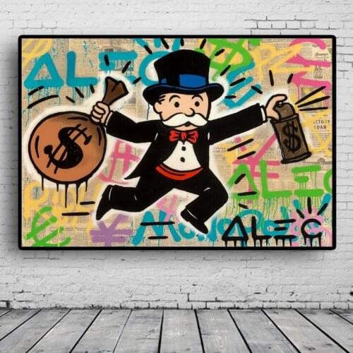 Alec Monopoly Rich Airways Graffiti Art Paintings on the Wall Art Posters and Prints Street Art Home Decorative Pictures Cuadros