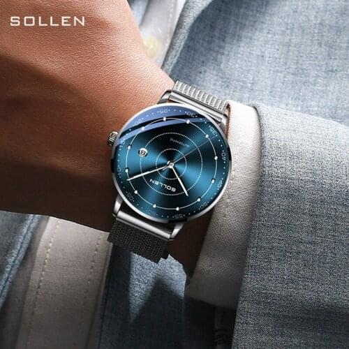 SOLLEN Mens Watch Japan Movement Luxury Automatic Watch For Men High Quality Mechanical Watch Waterproof Calendar Mens Watch