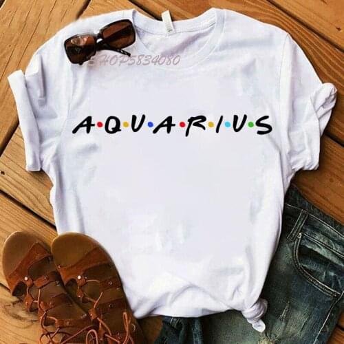 Twelve Constellations Zodiac Sign AQUARIUS Tshirt Women Summer Fashion Short Sleeve O-neck T-shirt Casual Tee Dropshipping Goth