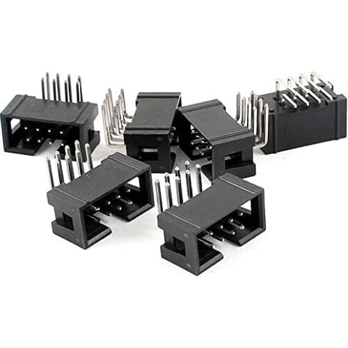 5Pcs DC3 6/ 8/ 10P/14/ 16/ 20/ 26/ 30/ 34/ 40/ 50/ 64 Positions IDC Dual Row 2.54mm Pitch Right Angle Connector SMD PCB Socket