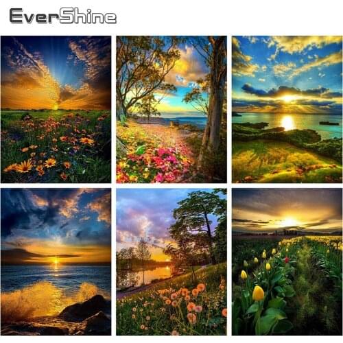 Evershine 5D DIY Diamond Painting Sunset Full Square Diamond Embroidery Landscape Picture Of Rhinestone Mosaic Home Decor
