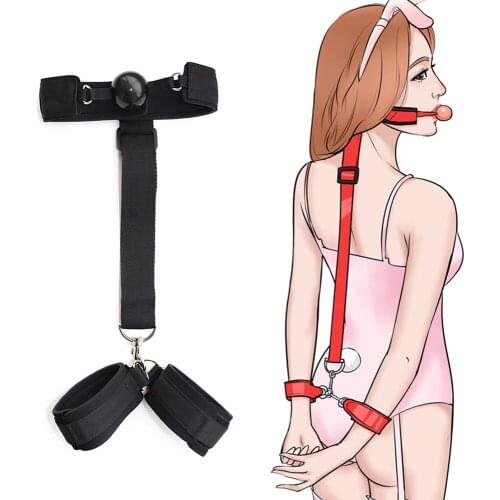 Fetish Bdsm Handcuffs Bondage Restraints Sex Toys For Woman Couples SM Slave Erotic Hand Cuffs With Mouth Gag Ball Adult Games